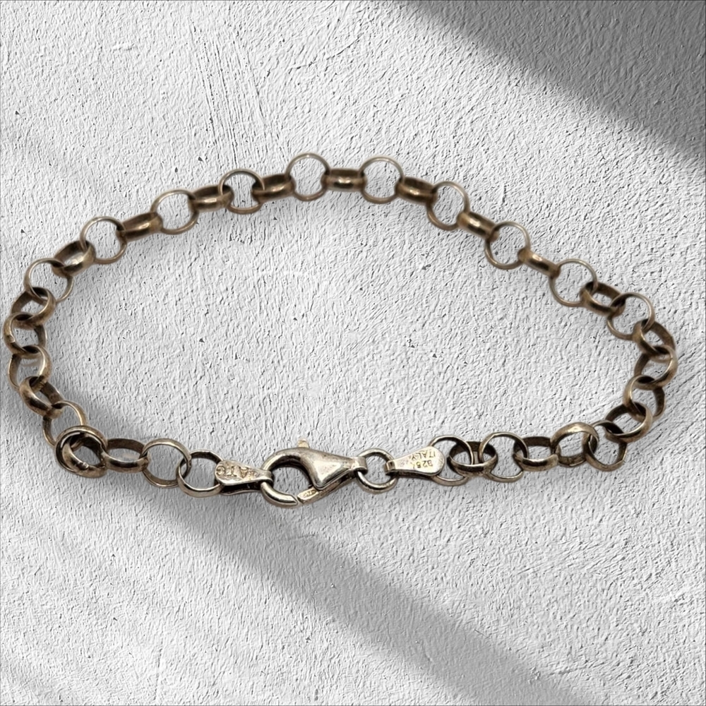 ATG Womens 925 Sterling Silver Chain  Link Bracelet Made In Italy